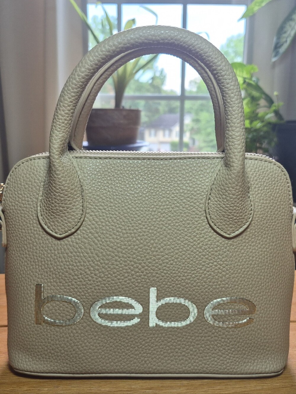 bebe Pebbled Satchel in Taupe